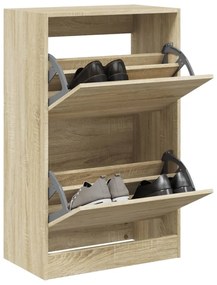 vidaXL Παπουτσοθήκη Sonoma Δρυς 60x34x96,5 εκ. από Επεξεργασμένο Ξύλο