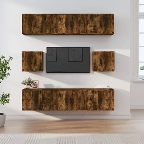 vidaXL Σετ Επίπλων Τηλεόρασης 8 Τεμαχίων Καπνιστή δρυς Επεξ. Ξύλο