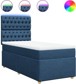 vidaXL Κρεβάτι Boxspring με Στρώμα Μπλε 80x200 εκ. Υφασμάτινο