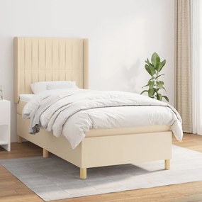 Κρεβάτι Boxspring με Στρώμα Κρεμ 90x200 εκ.Υφασμάτινο