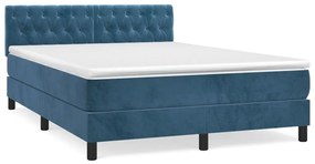 vidaXL Κρεβάτι Boxspring με Στρώμα Σκούρο Μπλε 140x200 εκ. Βελούδινο