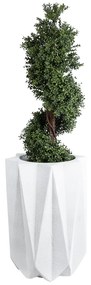 GloboStar® Artificial Garden PADOVA 20740 Επιδαπέδιο Πολυεστερικό Τσιμεντένιο Κασπώ Γλάστρα - Flower Pot Λευκό Φ46 x Υ67cm