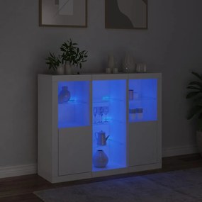 vidaXL Μπουφέδες με Φώτα LED 3 τεμ. Λευκοί από Επεξεργασμένο Ξύλο