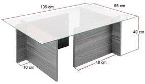 Τραπεζάκι σαλονιού Vetrino Megapap γυάλινο χρώμα travertine 105x65x40εκ.