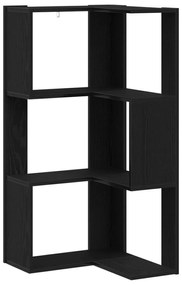 vidaXL Γωνιακή Βιβλιοθήκη 3-Ράφια Μαύρη Δρυς 50x50x102 εκ. Κατασκευασμένο Ξύλο
