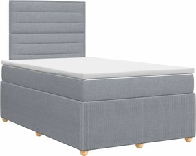 vidaXL Κρεβάτι box spring με στρώμα Ανοιχτό γκρι 120 x 190 cm Ύφασμα