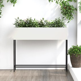 vidaXL Ανυψωμένος Κηπευτικός Κιβώτιο 100x26x82 εκ Λευκό Ατσάλι