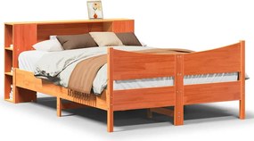 vidaXL Σκελετός Κρεβ. Χωρίς Στρώμα Καφέ Κεριού 135x190 εκ Μασίφ Πεύκο