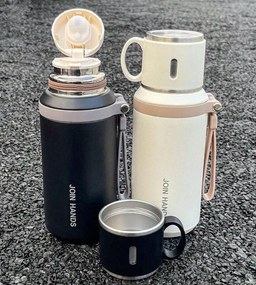 Φορητό παγούρι-θερμός με κούπα - 650ml - 954149 - Pink