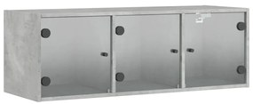 vidaXL Ντουλάπι Τοίχου Γκρι Σκυροδ. 102x37x35 εκ. με Γυάλινες Πόρτες