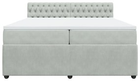 vidaXL Κρεβάτι Boxspring με Στρώμα Ανοιχτό Γκρι 200x200 εκ. Βελούδινο