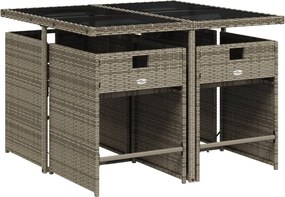 vidaXL Σετ Τραπεζαρίας Κήπου 5 τεμ. Γκρι Συνθ. Ρατάν με Μαξιλάρια