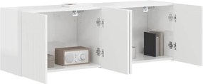 vidaXL Ντουλάπι Τηλεόρασης Τοίχου 2 pcs Υψηλής γυαλάδας λευκό
