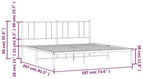 Πλαίσιο Κρεβατιού με Κεφαλάρι Λευκό 180x200 εκ. Μεταλλικό - Λευκό