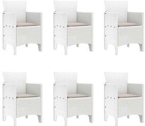 vidaXL Σέτ φαγητού για κήπο 7 pcs Λευκό Rattan Polt