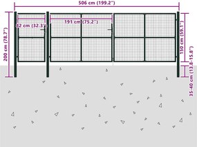 vidaXL Πόρτα Κήπου Πράσινη 500x150 εκ. από Ατσάλι