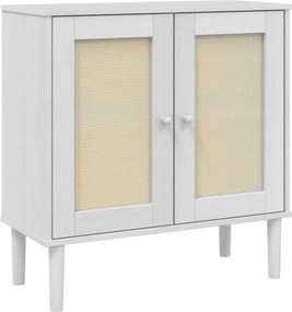 vidaXL Ντουλάπι SENJA Λευκό / Όψη Ρατάν 80x35x80 εκ. Μασίφ Ξύλο Πεύκου
