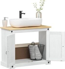 vidaXL Ντουλάπι νιπτήρα Λευκό 73 x 33 x 60 εκ Στερεά ξυλεία πεύκου