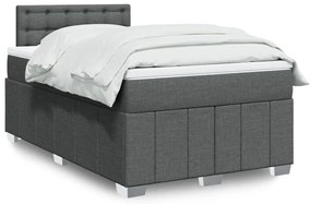 vidaXL Κρεβάτι Boxspring με Στρώμα Σκούρο Γκρι 120x200 εκ. Υφασμάτινο