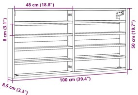 Ραφιέρα Μαύρη 100x8,5x50 εκ. από Επεξεργασμένο Ξύλο - Μαύρο