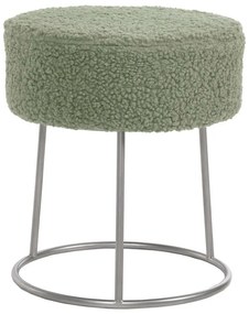 Σκαμπό Karlo HM8411.27 Φ35x41cm Με Ασημί Βάση & Μπουκλέ Ύφασμα Mint Metal, Fabric