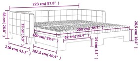 Καναπές Κρεβάτι Συρόμενος Αν. Γκρι 100x200εκ. Βελούδο Στρώματα - Γκρι