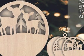 Intra απο ξύλο plywood 3mm-4mm πάχος Τρισδιάστατα χριστουγεννιάτικα στολίδια με στρώματα ελαφιού Δίασταση 8x8 cm INTRAFABR-106158392