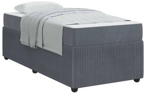 vidaXL Σκελετός Κρεβατιού με στρώμα Σκούρο Γκρι 90 x 190 cm ύφασμα