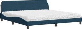 vidaXL Κρεβάτι με Στρώμα Dover Μπλε 200x200 εκ. Βελούδινο
