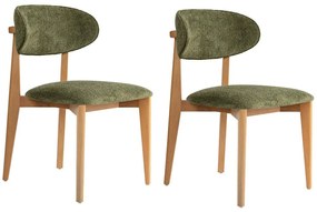 Καρέκλα Lionte (Σετ 2Τμχ) 566WYL1124 53x58x86cm Green-Oak Ξύλο,Ύφασμα