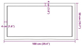 Επιφάνεια Τραπεζιού Σκούρο Καφέ 100x50x(2-4)εκ Επεξ. Μασίφ Δρυς - Καφέ