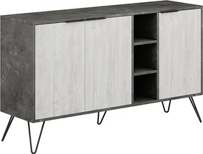Μπουφές Clara Megapap χρώμα γκρι ρετρό - λευκό αντικέ 142x35,6x83εκ.