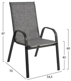 ΣΕΤ 5ΤΜΧ HM10525 ΜΕ ΤΡΑΠΕΖΙ ΑΛΟΥΜΙΝΙΟΥ ΑΝΘΡΑΚΙ 120Χ80Χ75.5Υ &amp; 4 ΠΟΛΥΘΡΟΝΕΣ LEON ΓΚΡΙ