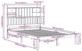 ΚΡΕΒΑΤΙ ΒΙΒΛΙΟΘΗΚΗ ΧΩΡΙΣ ΣΤΡΩΜΑ 135X190 ΕΚ ΜΑΣΙΦ ΞΥΛΟ ΠΕΥΚΟΥ 3321639