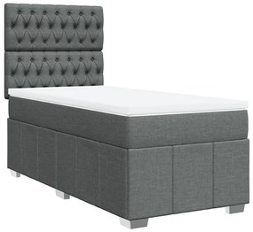 vidaXL Κρεβάτι Boxspring με Στρώμα Σκούρο Γκρι 90x190 εκ. Υφασμάτινο