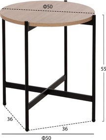 ΒΟΗΘΗΤΙΚΟ ΤΡΑΠΕΖΙ HM9589.03 MDF SONAMA-ΜΑΥΡΗ ΜΕΤΑΛΛΙΚΗ ΒΑΣΗ Φ50x55Υεκ.