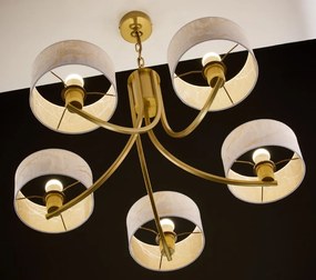 Κρεμαστό Πολύφωτο Arthur Φ75cm Χρυσό με Λευκό Ύφασμα