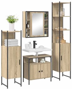 vidaXL Σετ Επίπλων Μπάνιου 4 pcs Sonoma Δρυς 33 x 33 x 185.5 εκ