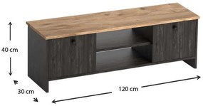 Έπιπλο τηλεόρασης Cube Megapap μελαμίνης χρώμα pine - industrial grey 120x30x40εκ.