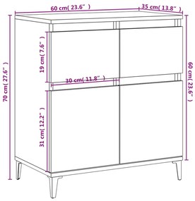 Συρταριέρα Sonoma Δρυς 60x35x70 εκ. Επεξεργασμένο Ξύλο - Καφέ