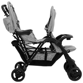 vidaXL Καρότσι Διδύμων Ανοιχτό Γκρι Ατσάλινο