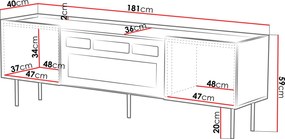 Έπιπλο τηλεόρασης Lucca 2D EF-Leuko - 181.00Χ59.00Χ40.00cm