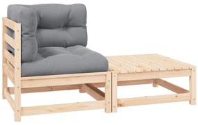 vidaXL Σαλόνι Κήπου Σετ 2 Τεμαχίων από Μασίφ Ξύλο Πεύκου & Μαξιλάρια