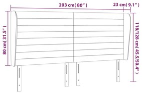 Κεφαλάρι με Πτερύγια Μαύρο 203x23x118/128 εκ. Βελούδινο 3118164