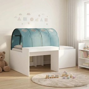 vidaXL Κρεβάτι με Σήραγγα 3 τεμ. Λευκό και Γαλάζιο Επεξεργασμένο Ξύλο