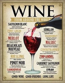 Μεταλλική πινακίδα WINE - From Around the World