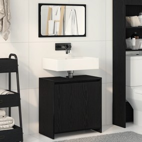 vidaXL Ντουλάπα Μπάνιου με Καθρέφτη Μαύρη Οξιά 60x33x61εκ