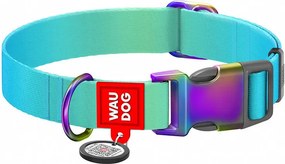 Nylon collar with QR code for Waudog gradient dog, blue , size XL