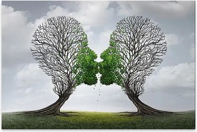 Πίνακας σε καμβά "Trees Growing With Love" Megapap ψηφιακής εκτύπωσης 75x50x3εκ.