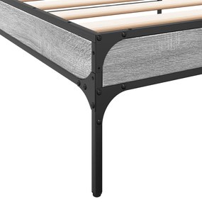 vidaXL Πλαίσιο Κρεβατιού Γκρι Sonoma 75x190 εκ. Επεξ. Ξύλο &amp; Μέταλλο